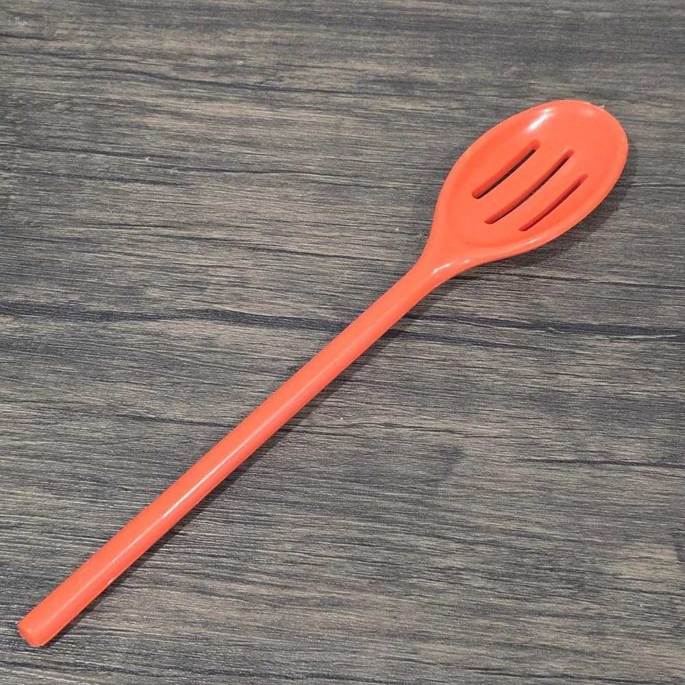 Orange Melamine Slotted‎ Spoon Long Handle Plastic Kitchen Straining Utensil